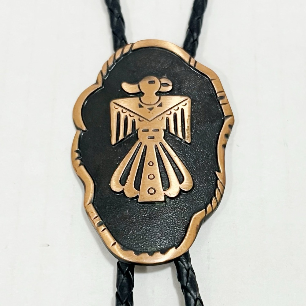 Vintage Bell Trading Solid Copper Thunderbird Bolo Tie
